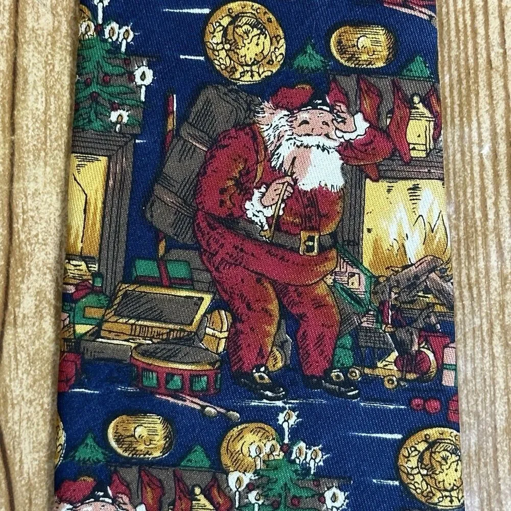 Robert Talbott Silk Tie Santa‎ Claus Necktie 63” Christmas